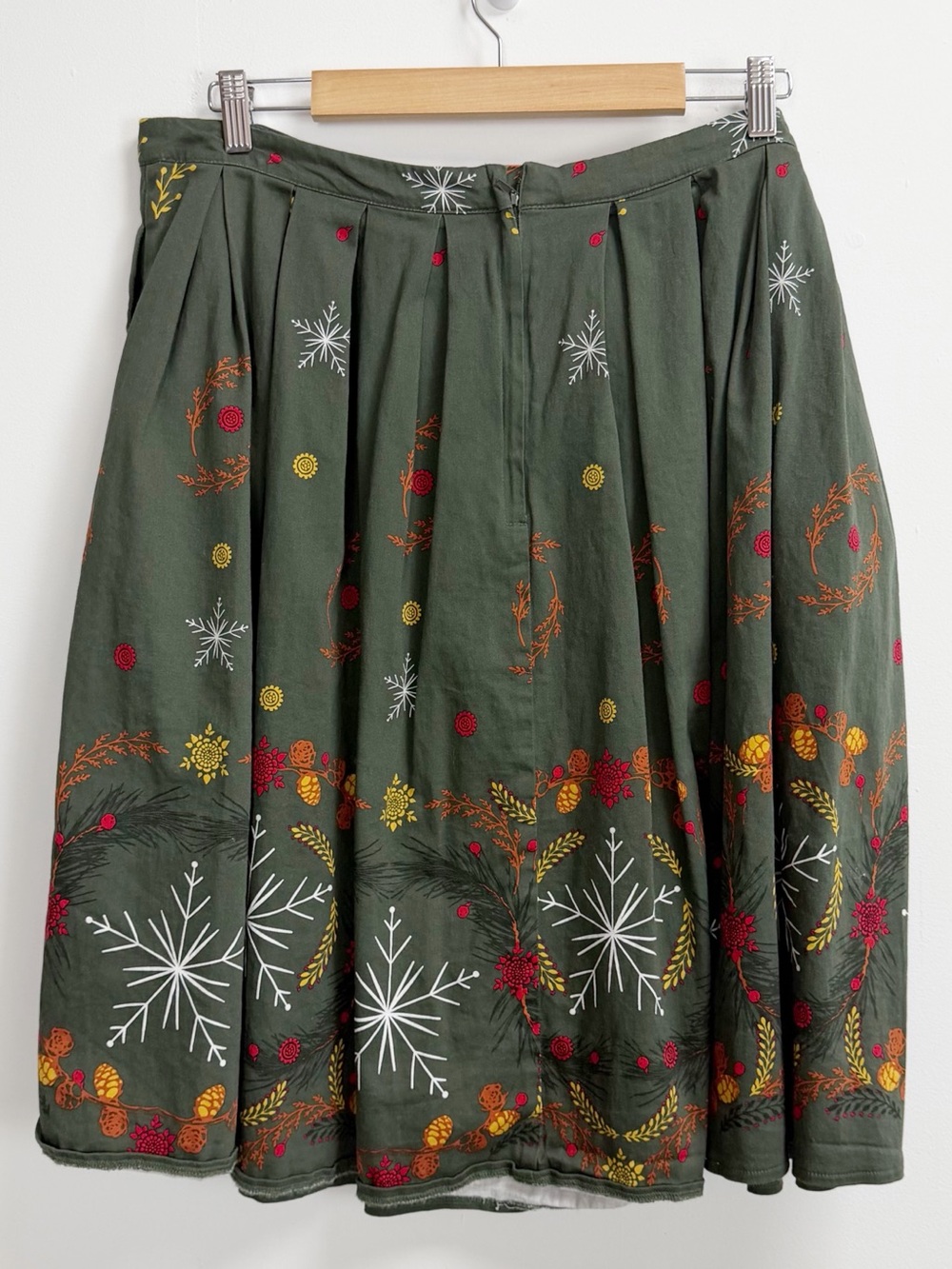 Royal Monk Womens 2XL Green Olive Multicolor Aline Pleated Fall Winter Cotton - Picture 3 of 10